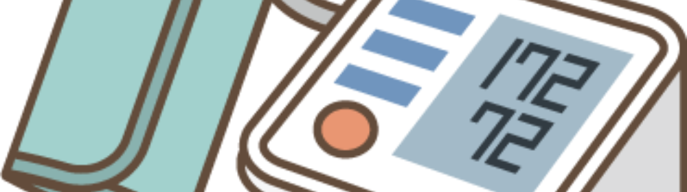  デジタル表示の血圧計とカフのイラスト
