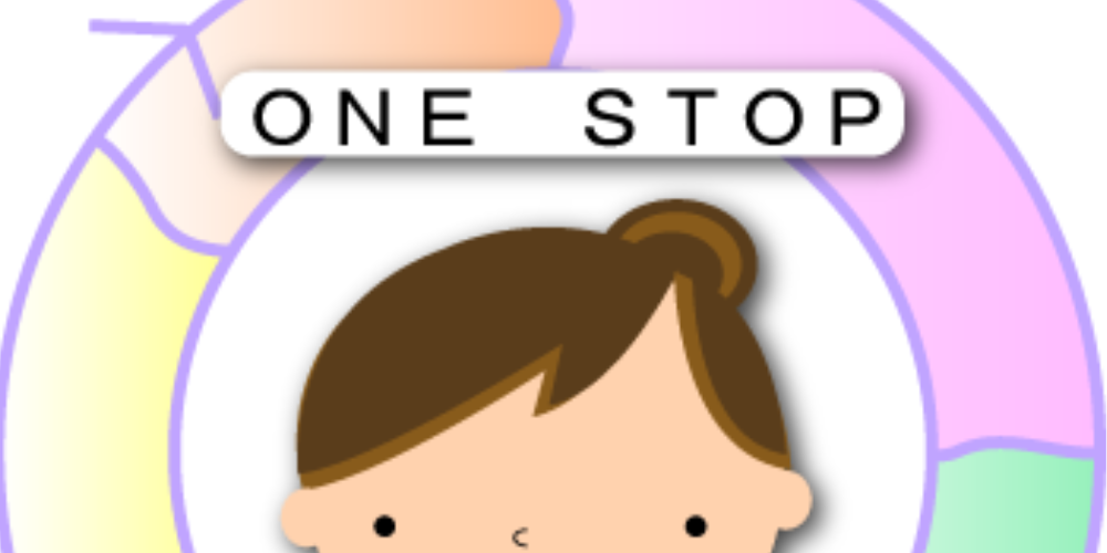 ONE STOPと書かれた円とビジネスマン風のイラスト