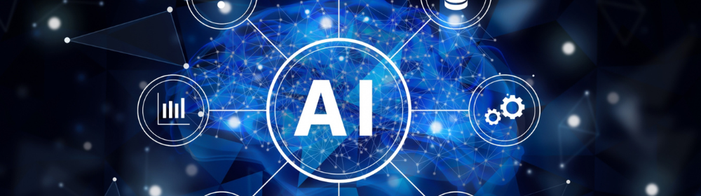 AI技術を象徴するアイコンと脳のイメージ