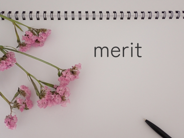 Meritの文字列と花