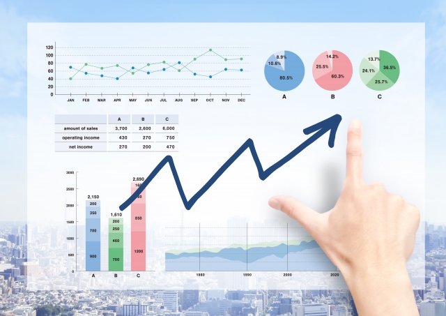 価格高騰のイメージ　グラフが書かれたデータ