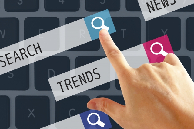 TRENDSの文字列と人差し指